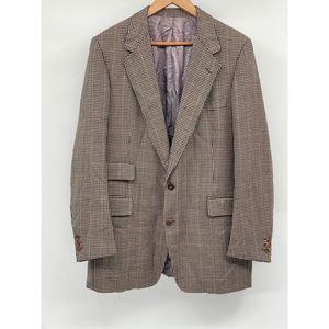 Vintage Field Blazer Sport Coat Suit Jacket Men Size 42L Tan Houndstooth Wool‎